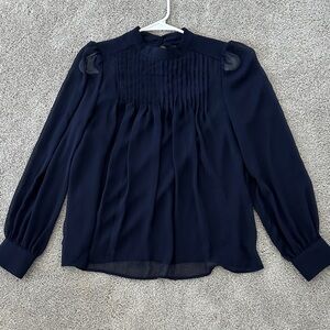 Banana Republic Dark Blue Pleated Blouse